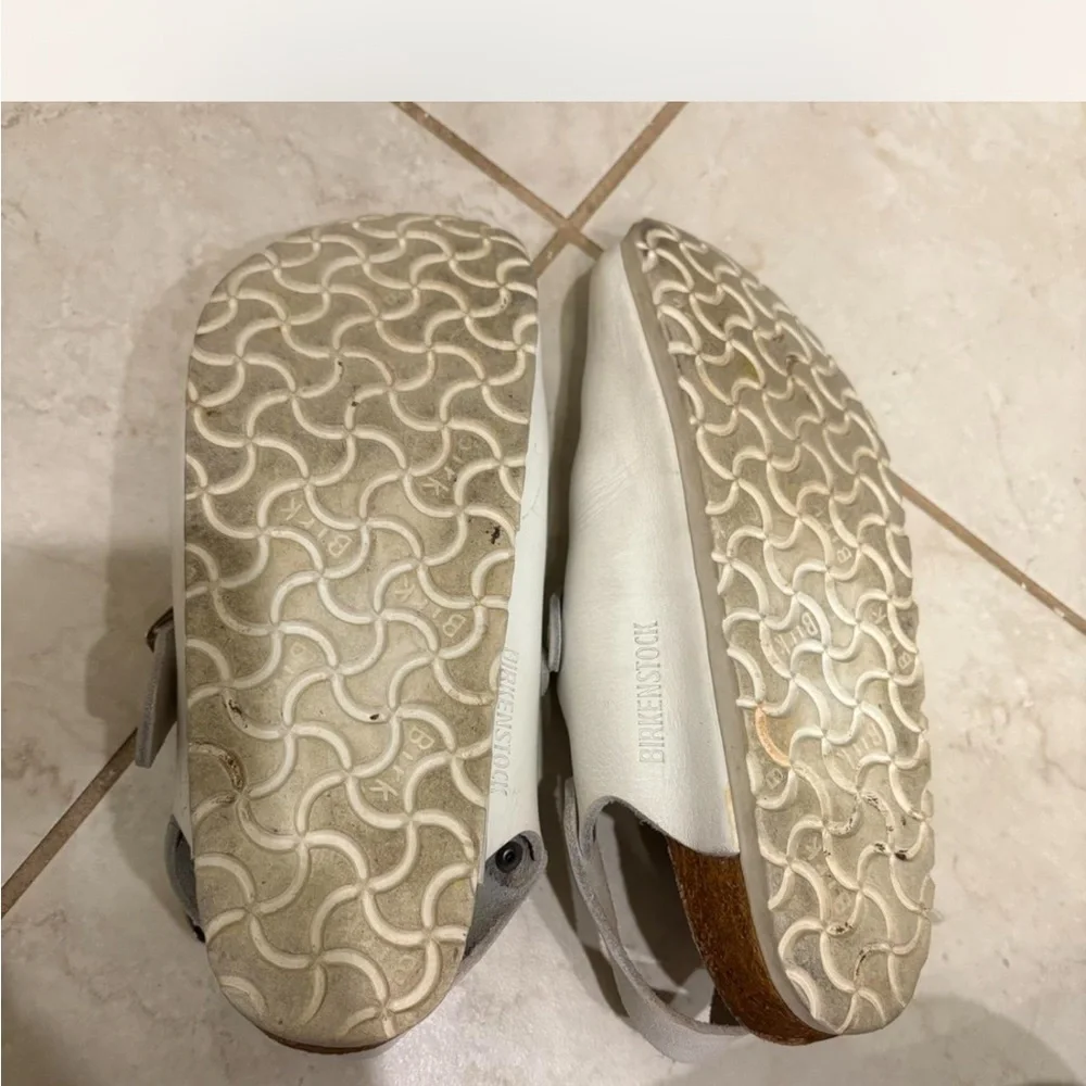 White Birkenstock Clogs with Buckles - Picture 2 of 3